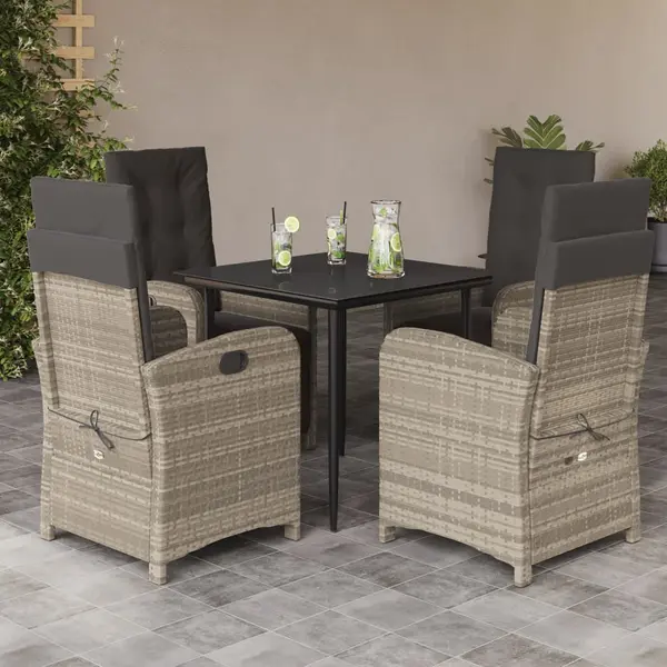 Gossi set mobilier de gradina cu perne, 5 piese gri deschis poliratan