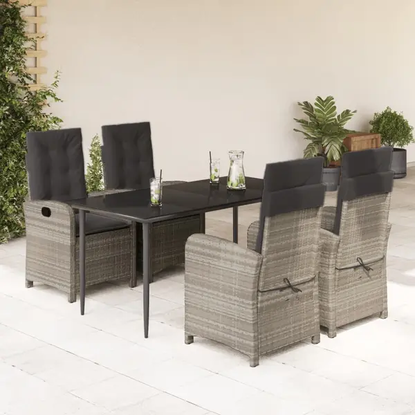 Gossi set mobilier de gradina cu perne, 5 piese gri deschis poliratan