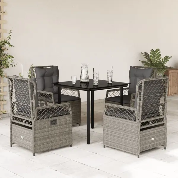 Gossi set mobilier de gradina cu perne, 5 piese gri deschis poliratan
