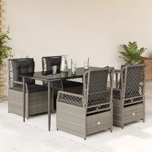Gossi set mobilier de gradina cu perne, 5 piese gri deschis poliratan