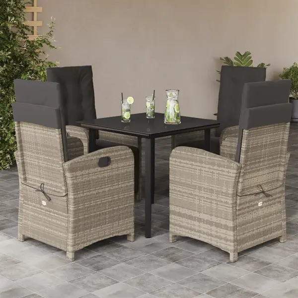 Gossi set mobilier de gradina cu perne, 5 piese gri deschis poliratan