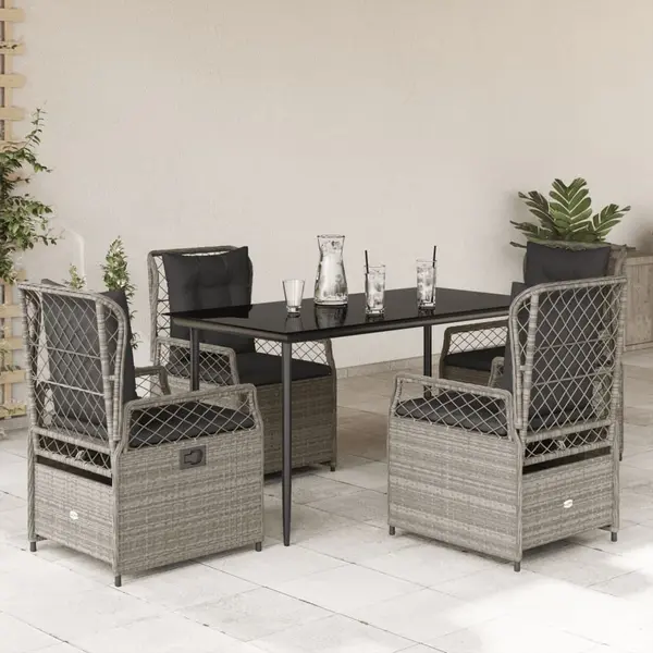 Gossi set mobilier de gradina cu perne, 5 piese gri deschis poliratan
