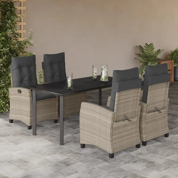 Gossi set mobilier de gradina cu perne, 5 piese gri deschis poliratan