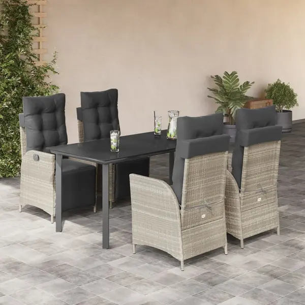 Gossi set mobilier de gradina cu perne, 5 piese gri deschis poliratan