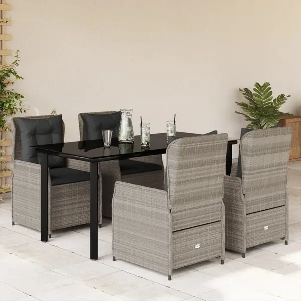 Gossi set mobilier de gradina cu perne, 5 piese gri deschis poliratan