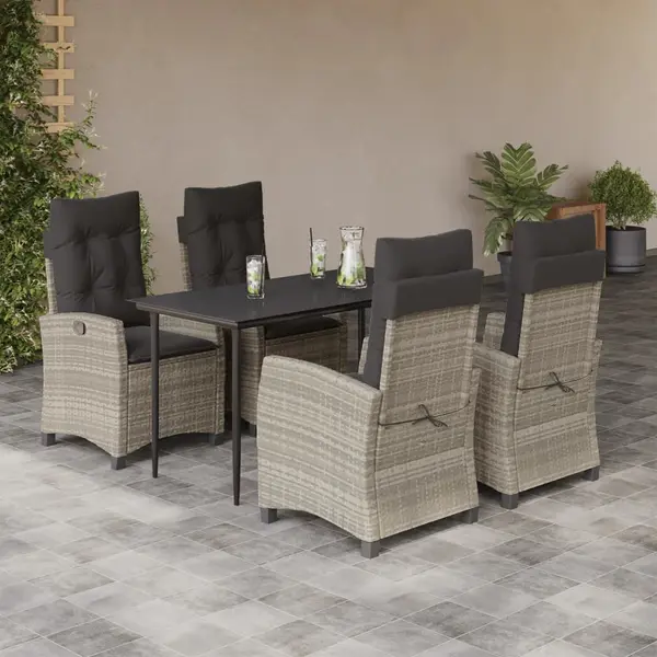 Gossi set mobilier de gradina cu perne, 5 piese gri deschis poliratan