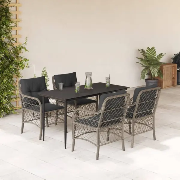 Gossi set mobilier de gradina cu perne, 5 piese gri deschis poliratan