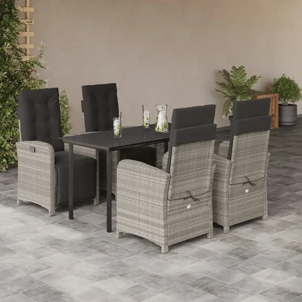 Gossi set mobilier de gradina cu perne, 5 piese gri deschis poliratan