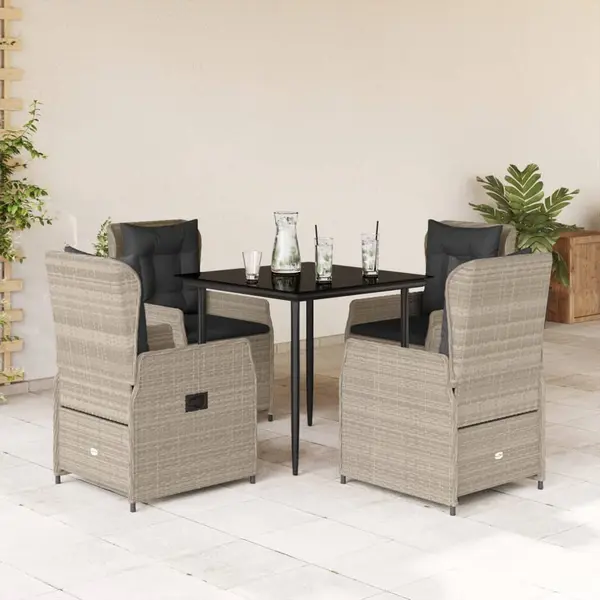 Gossi set mobilier de gradina cu perne, 5 piese gri deschis poliratan