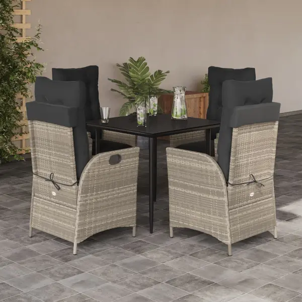 Gossi set mobilier de gradina cu perne, 5 piese gri deschis poliratan