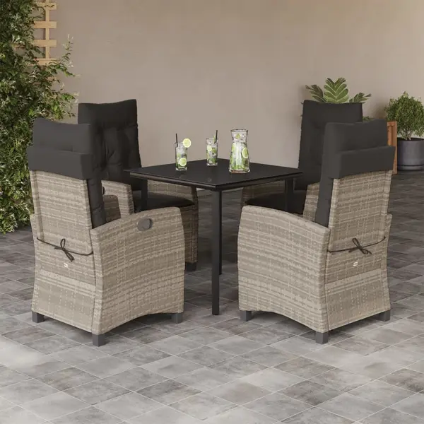 Gossi set mobilier de gradina cu perne, 5 piese gri deschis poliratan