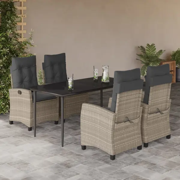 Gossi set mobilier de gradina cu perne, 5 piese gri deschis poliratan
