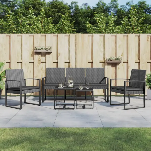 Gossi set mobilier de gradina cu perne, 5 piese, gri inchis, pp ratan