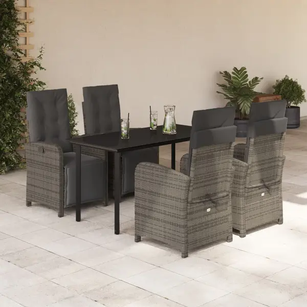 Gossi set mobilier de gradina cu perne, 5 piese, gri, poliratan