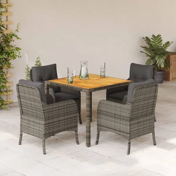 Gossi set mobilier de gradina cu perne, 5 piese, gri, poliratan