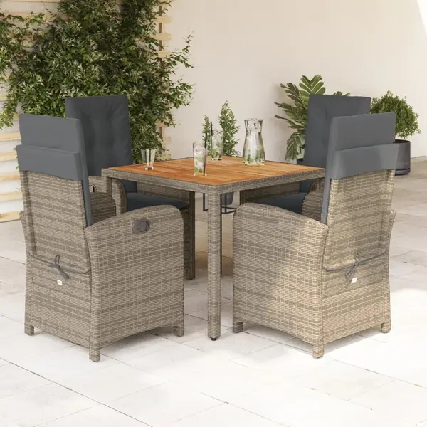 Gossi set mobilier de gradina cu perne, 5 piese, gri, poliratan