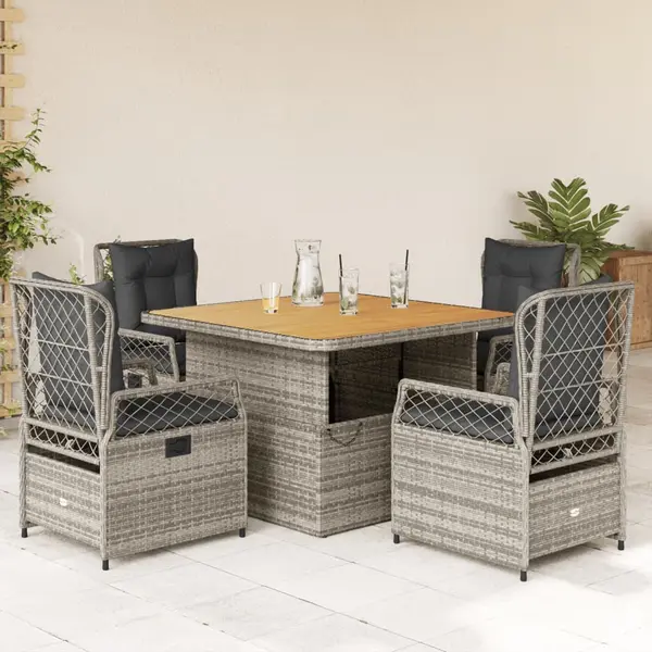 Gossi set mobilier de gradina cu perne, 5 piese, gri, poliratan