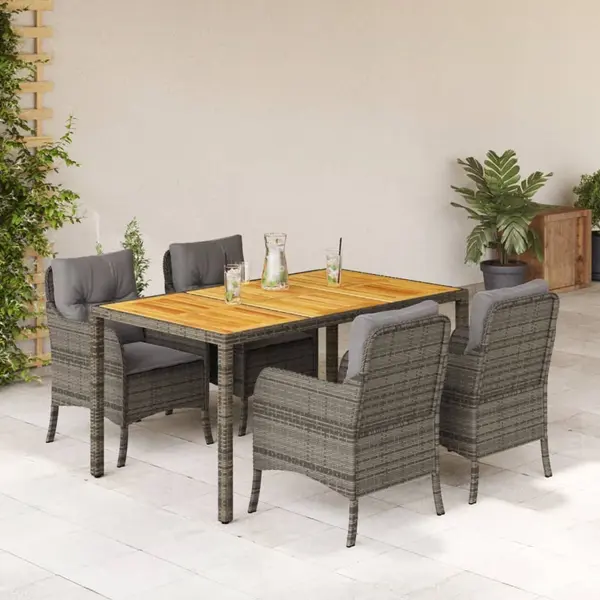 Gossi set mobilier de gradina cu perne, 5 piese, gri, poliratan
