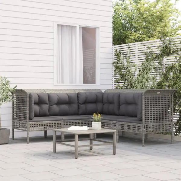 Gossi set mobilier de gradina cu perne, 5 piese, gri, poliratan