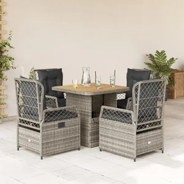 Gossi set mobilier de gradina cu perne, 5 piese, gri, poliratan