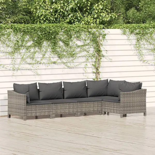 Gossi set mobilier de gradina cu perne, 5 piese, gri, poliratan