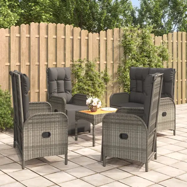 Gossi set mobilier de gradina cu perne, 5 piese, gri, poliratan