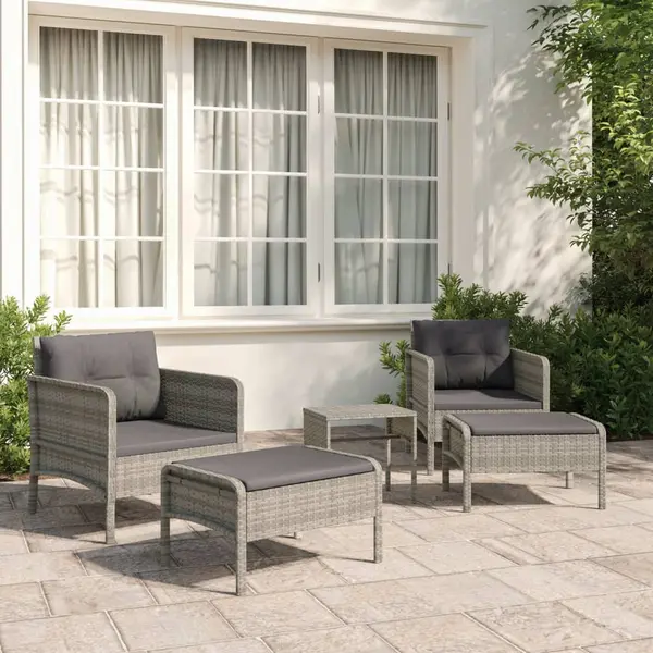 Gossi set mobilier de gradina cu perne, 5 piese, gri, poliratan