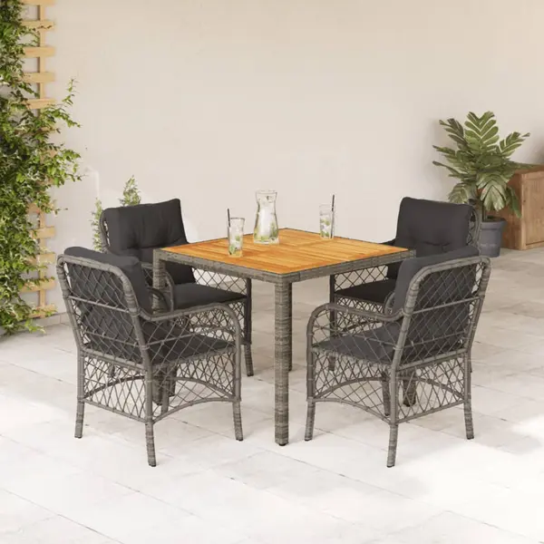 Gossi set mobilier de gradina cu perne, 5 piese, gri, poliratan