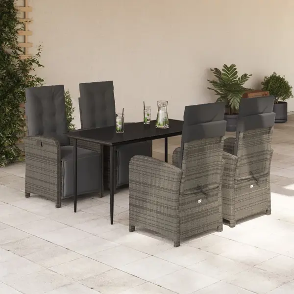 Gossi set mobilier de gradina cu perne, 5 piese, gri, poliratan