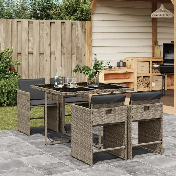 Gossi set mobilier de gradina cu perne, 5 piese, gri, poliratan