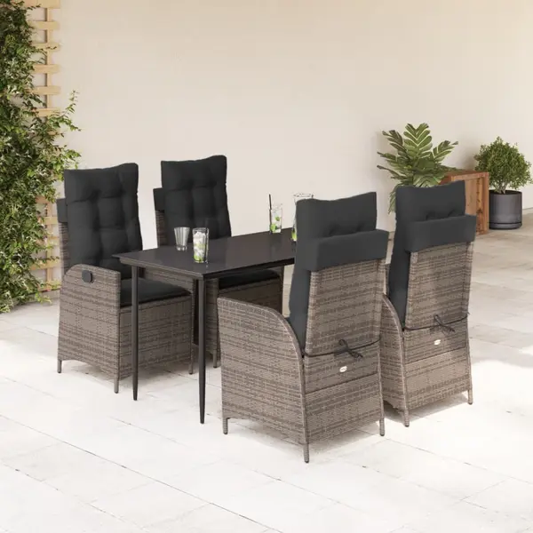 Gossi set mobilier de gradina cu perne, 5 piese, gri, poliratan