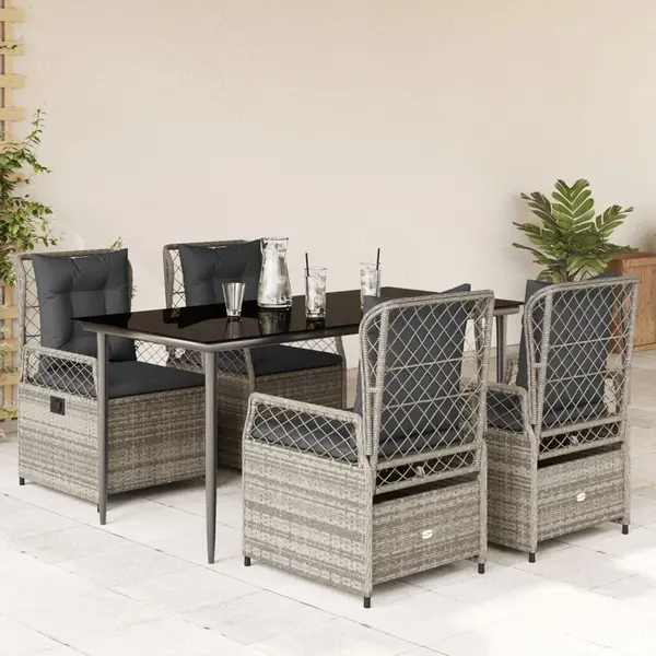 Gossi set mobilier de gradina cu perne, 5 piese, gri, poliratan