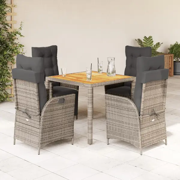 Gossi set mobilier de gradina cu perne, 5 piese, gri, poliratan