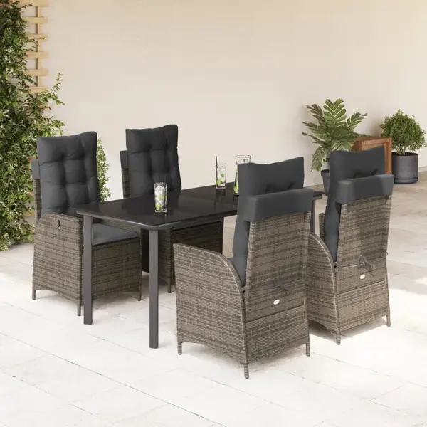 Gossi set mobilier de gradina cu perne, 5 piese, gri, poliratan