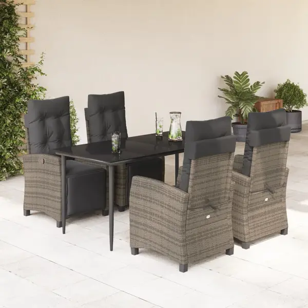 Gossi set mobilier de gradina cu perne, 5 piese, gri, poliratan