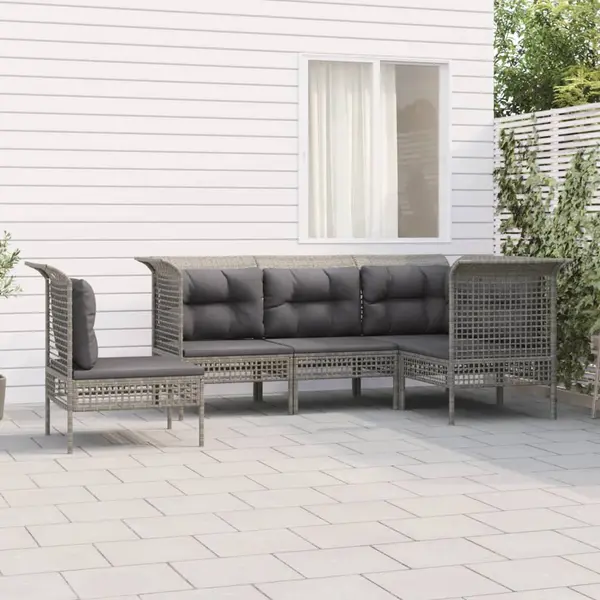 Gossi set mobilier de gradina cu perne, 5 piese, gri, poliratan