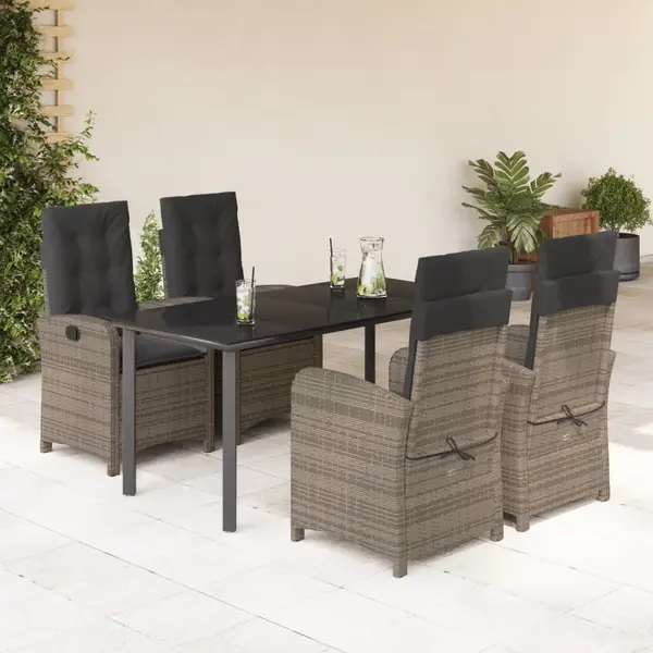 Gossi set mobilier de gradina cu perne, 5 piese, gri, poliratan