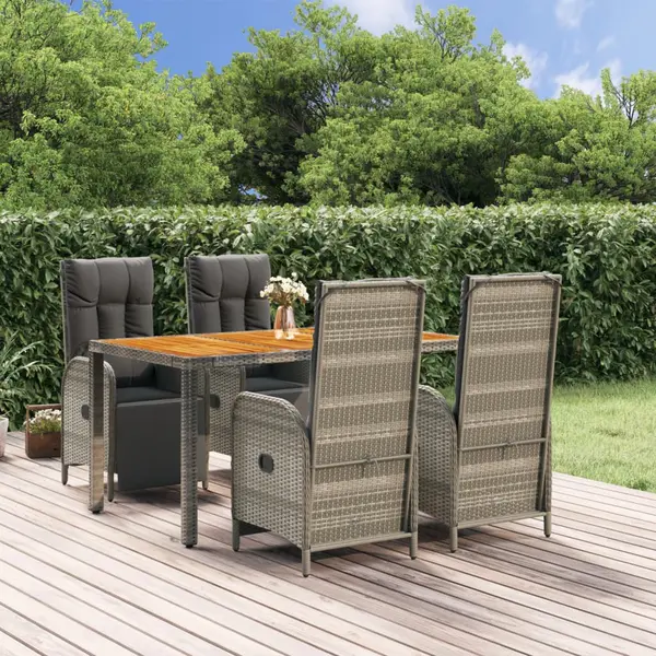 Gossi set mobilier de gradina cu perne, 5 piese, gri, poliratan