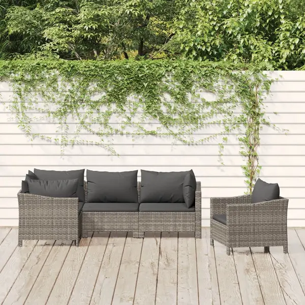 Gossi set mobilier de gradina cu perne, 5 piese, gri, poliratan