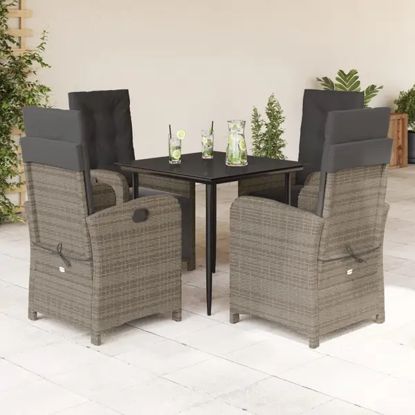 Gossi set mobilier de gradina cu perne, 5 piese, gri, poliratan