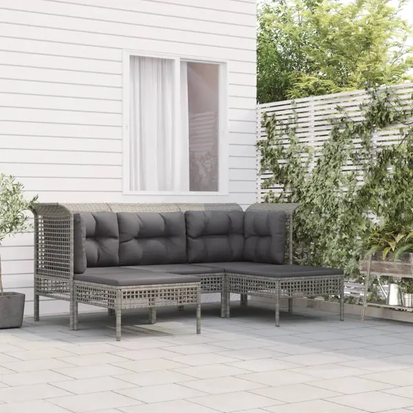 Gossi set mobilier de gradina cu perne, 5 piese, gri, poliratan