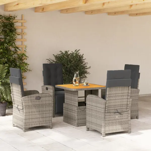 Gossi set mobilier de gradina cu perne, 5 piese, gri, poliratan