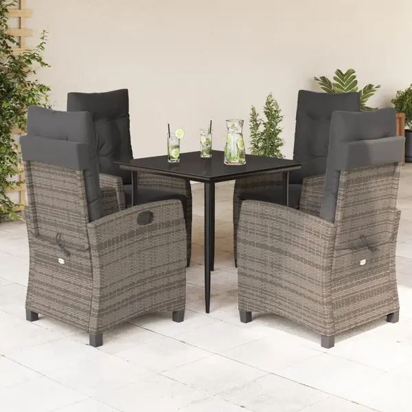 Gossi set mobilier de gradina cu perne, 5 piese, gri, poliratan