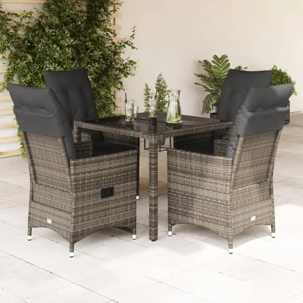 Gossi set mobilier de gradina cu perne, 5 piese, gri, poliratan