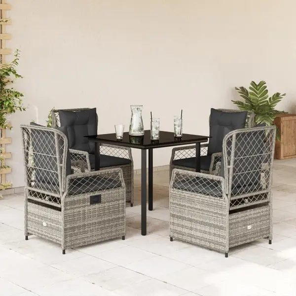 Gossi set mobilier de gradina cu perne, 5 piese, gri, poliratan