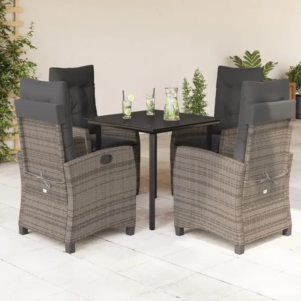 Gossi set mobilier de gradina cu perne, 5 piese, gri, poliratan
