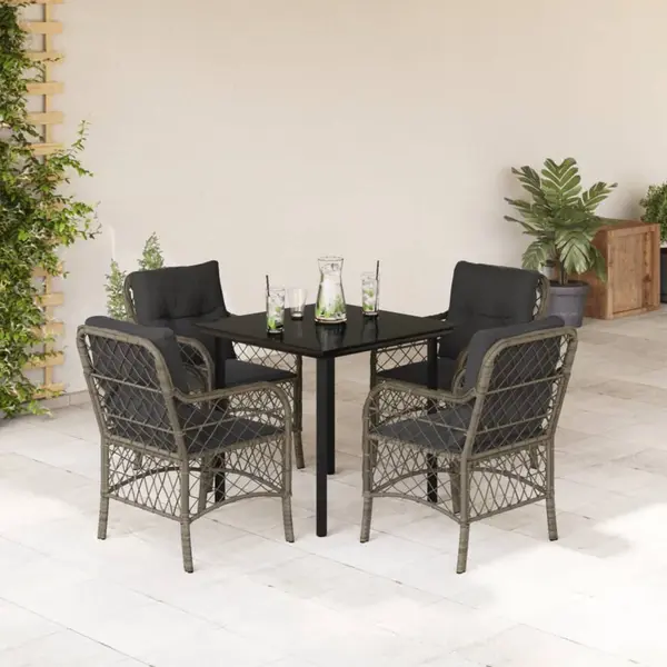 Gossi set mobilier de gradina cu perne, 5 piese, gri, poliratan