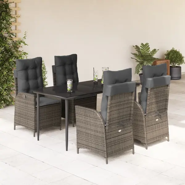 Gossi set mobilier de gradina cu perne, 5 piese, gri, poliratan