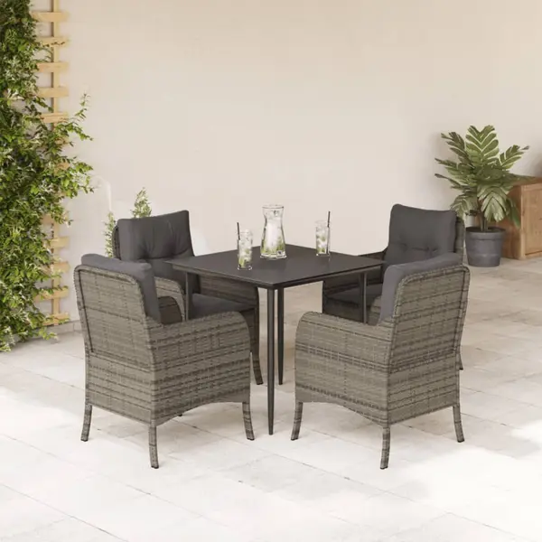 Gossi set mobilier de gradina cu perne, 5 piese, gri, poliratan
