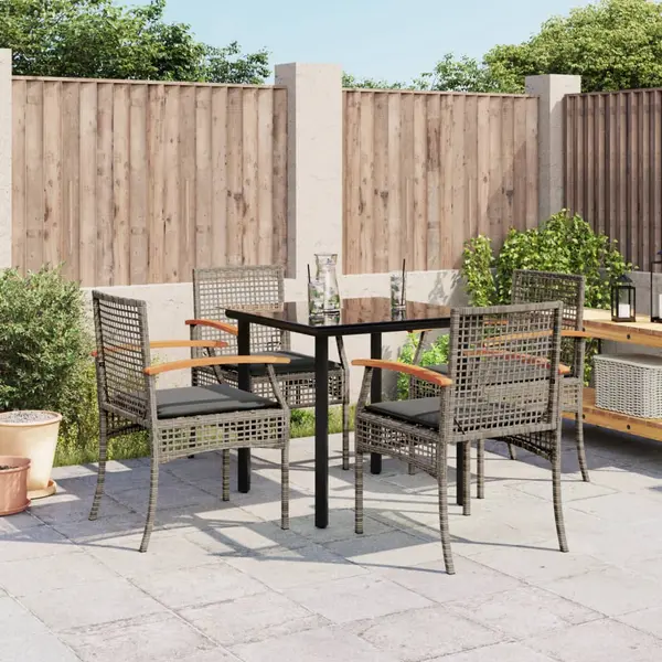 Gossi set mobilier de gradina cu perne, 5 piese, gri, poliratan